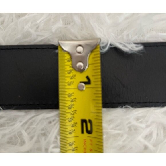 Vintage Style Black Faux Leather Silver Engraved Metal Link Statement Waist Belt main image 9